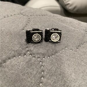 Betsey Johnson Black and Silver Camera Earrings